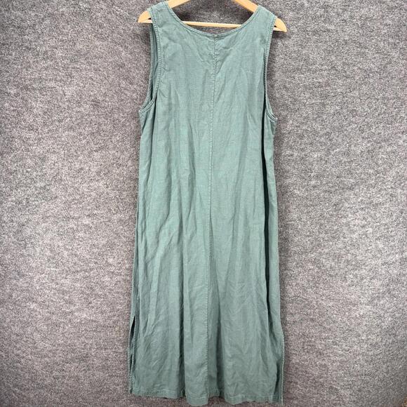 Christopher & Banks Dress Women XL Gray Maxi Long Pockets Linen Sleeveless - Picture 2 of 6